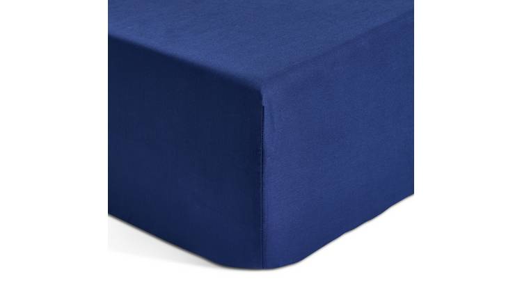 Habitat Cotton Rich 180 TC Navy Fitted Sheet - Small Double