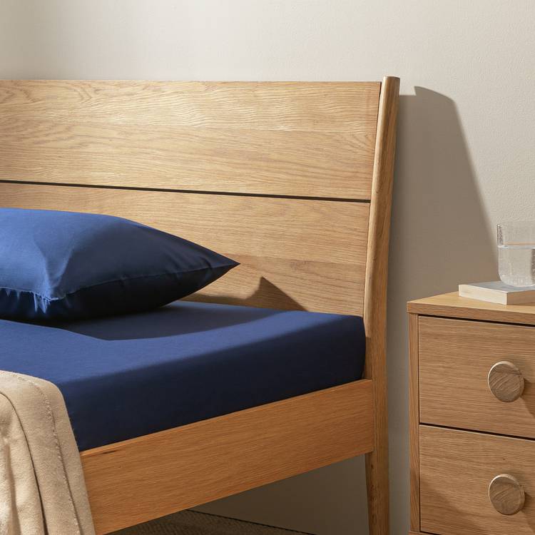 Habitat Cotton Rich 180 TC Navy Fitted Sheet - Small Double 0