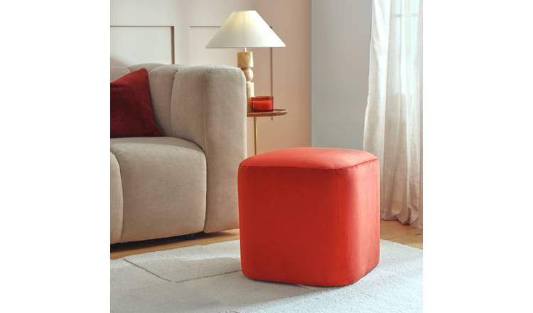 Argos Home Louise Velvet Footstool - Orange