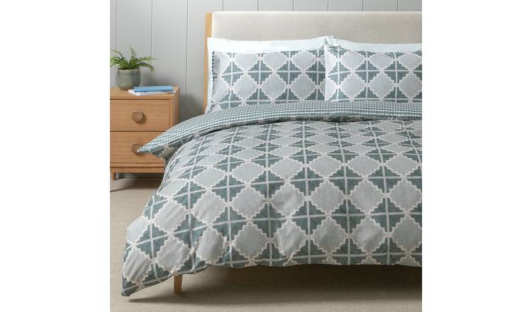 Habitat Geo Dash Green Bedding Set - Double