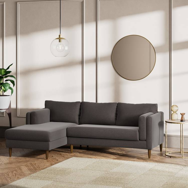 Habitat Newington Left Hand Corner Sofa - Grey - Dark  Leg 0