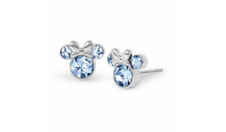 Disney Silver Plated Blue Stone Minnie Mouse Stud Earrings