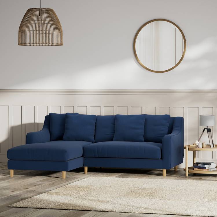 Habitat Swift Left Hand Corner Sofa -  Navy Blue - Ash Leg 0