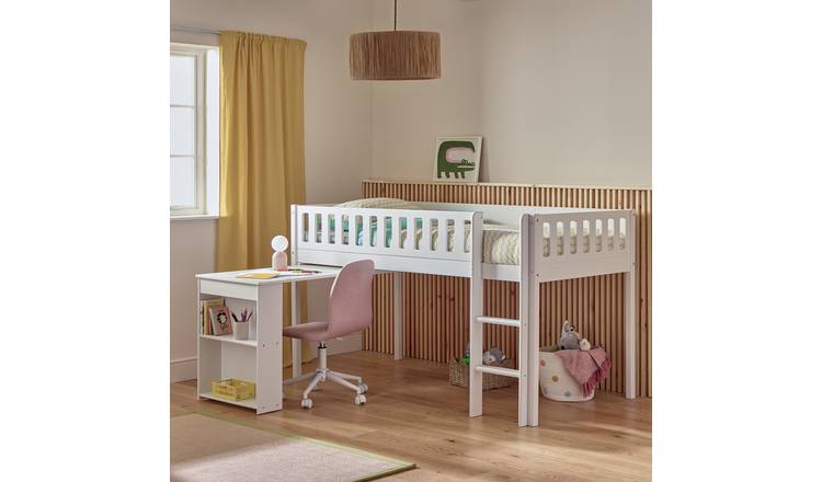 Habitat Kids Ronnie Single Midsleeper & Desk - White