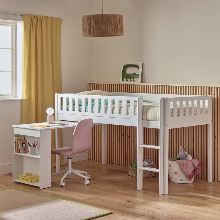 Habitat Kids Ronnie Single Midsleeper & Desk - White 0