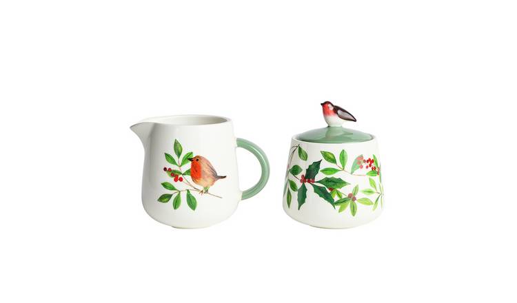 Argos Home Robin Stoneware Sugar Pot & Creamer Set - White
