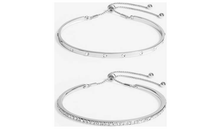 Lipsy Silver Crystal Bar Toggle Bracelets - Pack Of 2