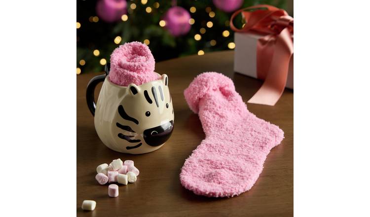 Argos Home Zebra Head Mug and Kids Socks Set
