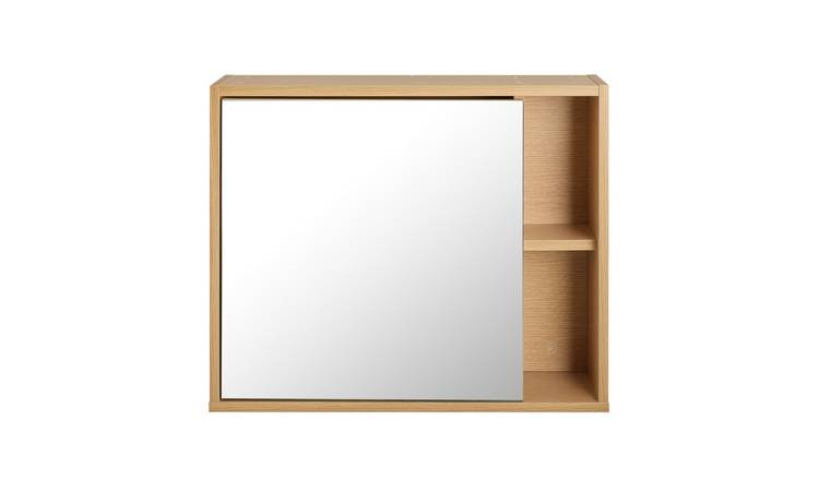 Habitat Herson 1 Door Mirrored Wall Cabinet - Oak