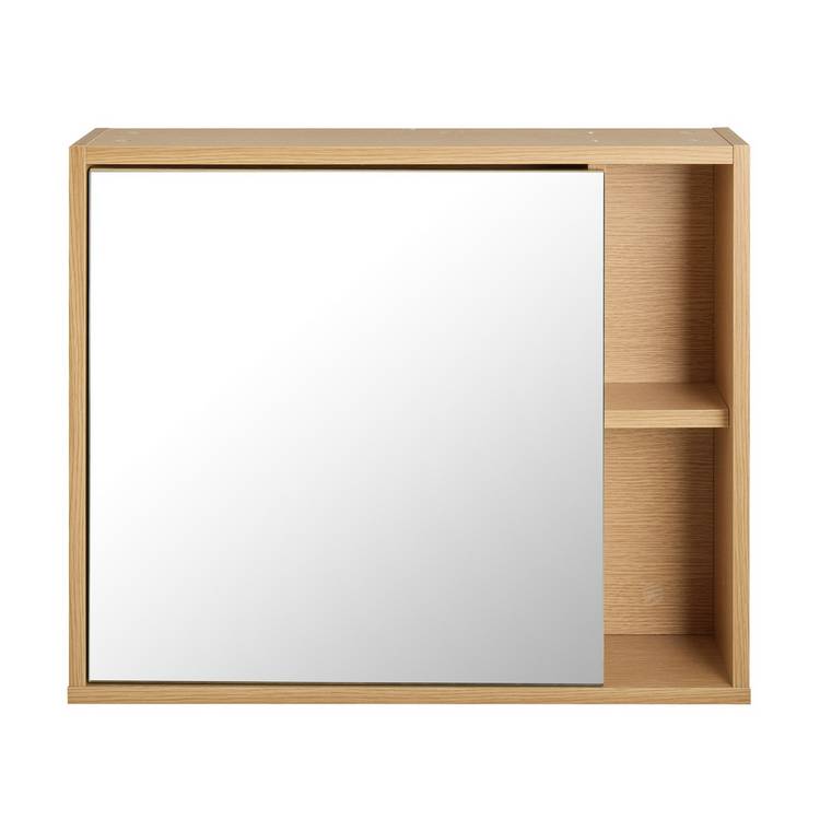 Habitat Herson 1 Door Mirrored Wall Cabinet - Oak 0