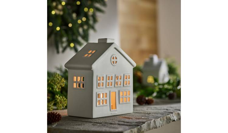 Habitat Ceramic House Tealight Holder - White