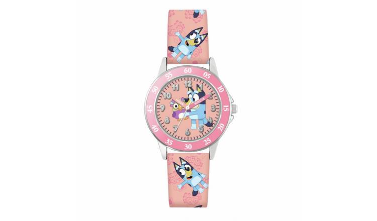 Bluey Time Teacher Silicone Printed  Pink Strap Watch