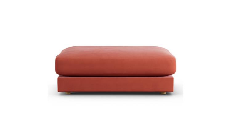 Habitat Ayr Fabric Footstool - Papaya