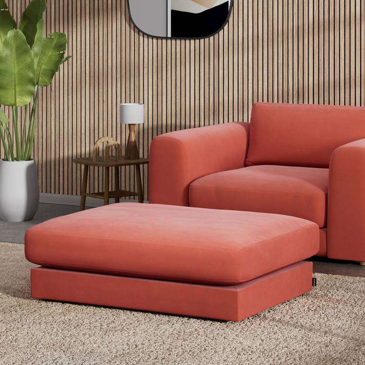 Habitat Ayr Fabric Footstool - Papaya 0