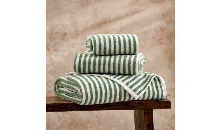 Yard Hebden Stripe Bath Sheet - Forest