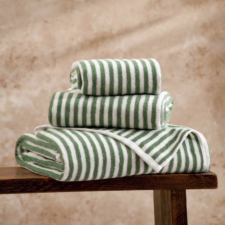 Yard Hebden Stripe Bath Sheet - Forest 0
