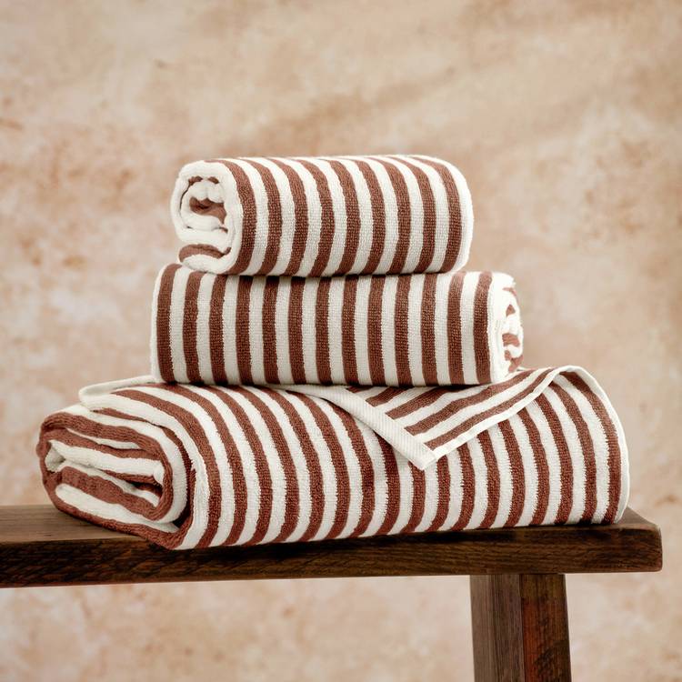 Yard Hebden Stripe Bath Sheet - Brown 0