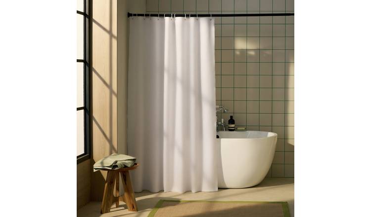 Habitat Seersucker Shower Curtain - White 