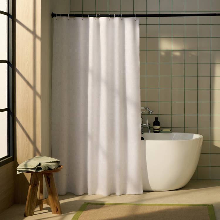 Habitat Seersucker Shower Curtain - White  0