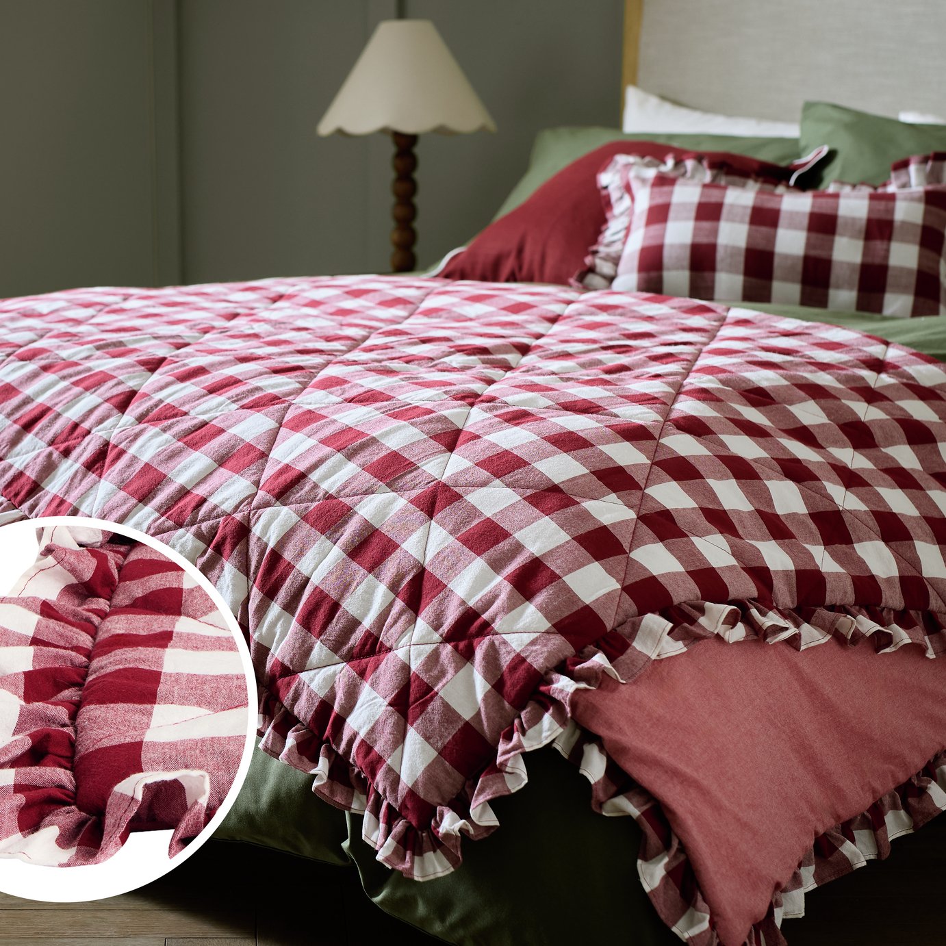 Gingham Quilted Bedspread 200x220cm