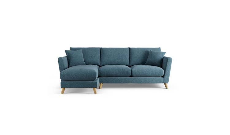 Habitat Lomond Left Hand Corner Sofa - Blue - Ash Leg