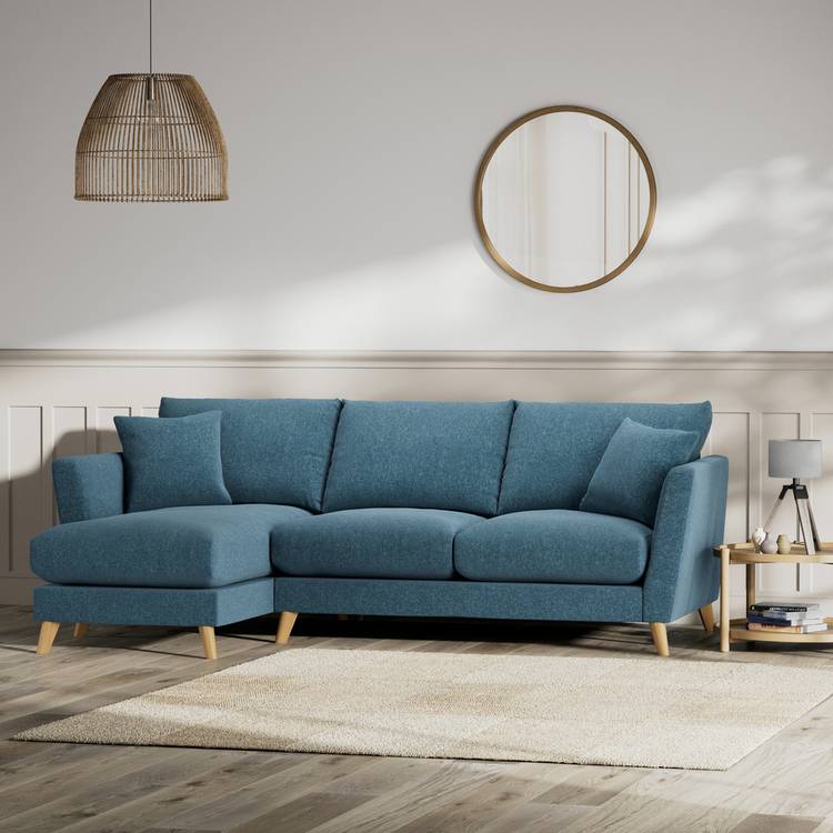 Habitat Lomond Left Hand Corner Sofa - Blue - Ash Leg 0