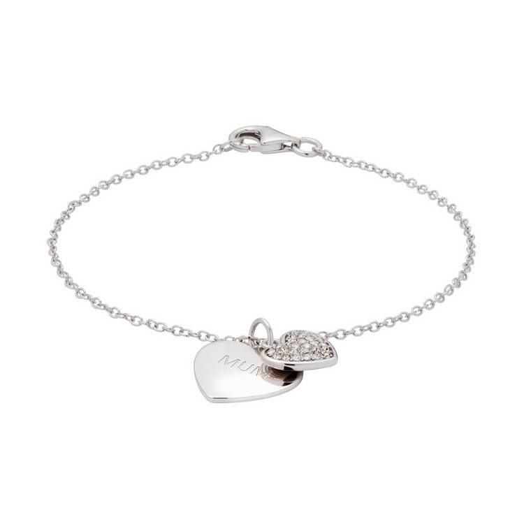 Moon & Back Sterling Silver Crystal Set Mum Charm Bracelet 0