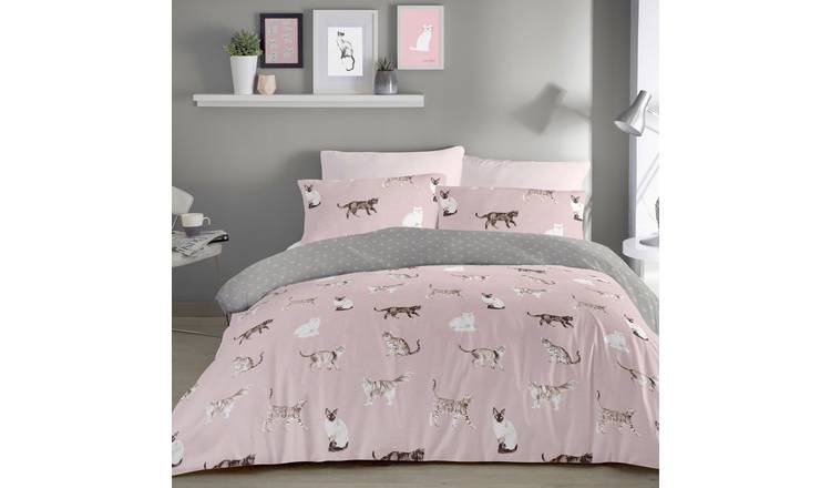 Fusion Cats Printed Blush Pink Bedding Set - Single