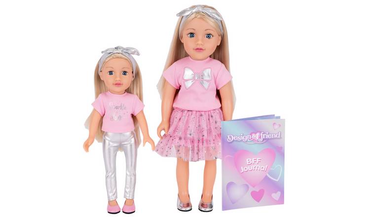 DesignAfriend Big Sister 18" & Little Sister 14" Doll Set 