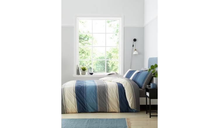 Fusion Betley Stripe Blue Bedding Set - Double