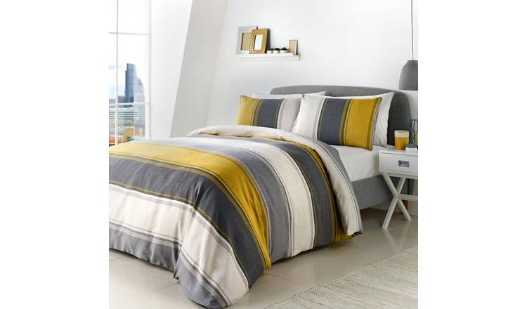 Fusion Betley Stripe Mustard Bedding Set - Double