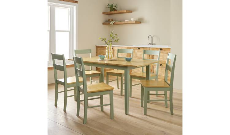 Argos Home Chicago Extend Sage Green Dining Table & 6 Chairs