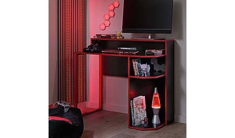 Argos Home Gaming Desk - Black and Red