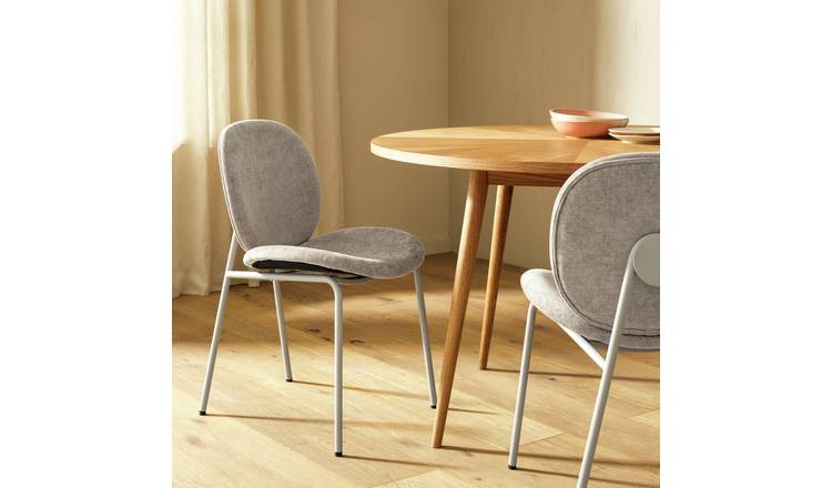 Habitat Oryn Pair of Fabric Dining Chair - Natural