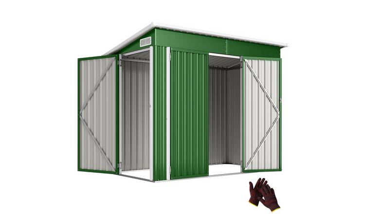 Outsunny Metal Waterproof Garden Shed with Triple Lockable Door - Green