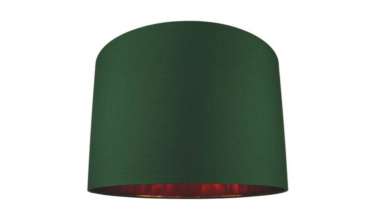 Happy Homewares Forest Green Cotton with Shiny Copper Inner Lampshade - 40cm