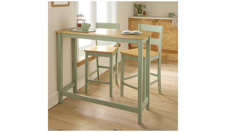 Argos Home Chicago Sage Green Bar Table & 2 Bar Stools