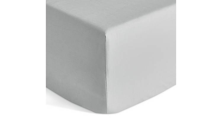 Habitat Cotton Rich 180 TC Grey Fitted Sheet - Small Double