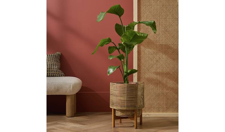 Habitat Large Woven Rattan Planter with Stand - Natural