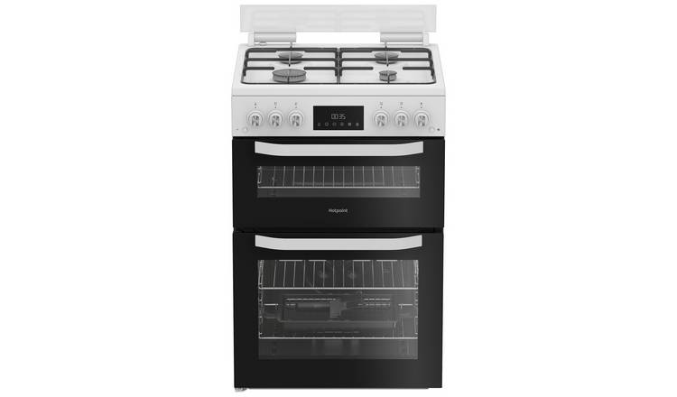 Hotpoint HTG6GDCW 60cm Twin Cavity Gas Cooker - White