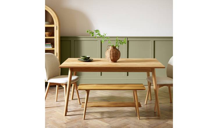 Habitat Dorney Herringbone Oak Veneer 6 Seater Dining Table