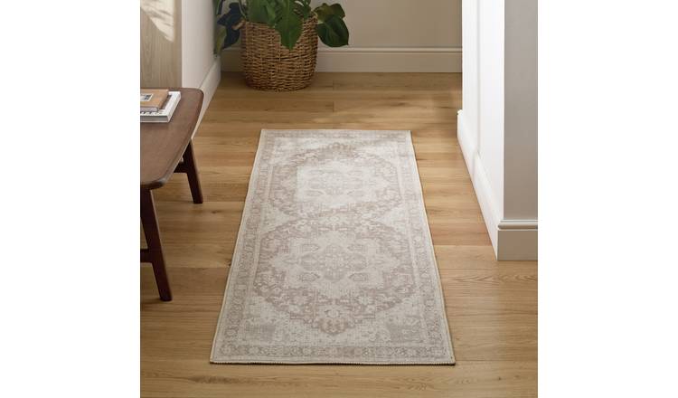 Habitat Vintage Effect Neutral Flatweave Runner - 66x200cm