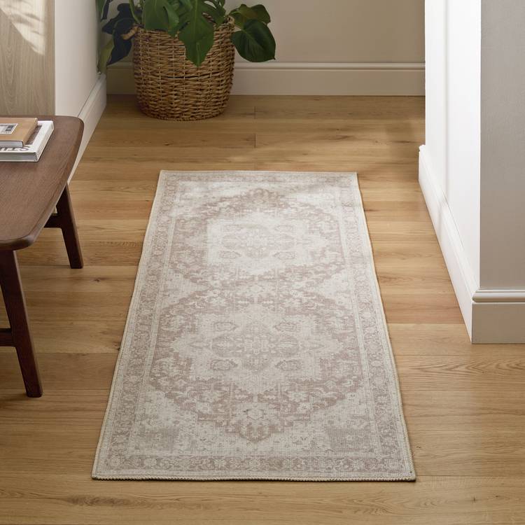 Habitat Vintage Effect Neutral Flatweave Runner - 66x200cm 0