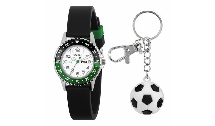 Tikkers Kids Black Silicone Strap Watch Gift Set