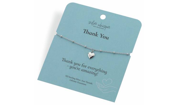 Hot Diamonds Sterling Silver Thank You Heart Charm Bracelet