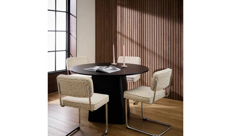 Habitat Arelo Black Dining Table & 4 Natural Chairs 