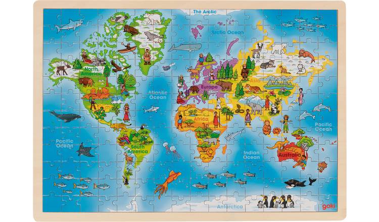 Goki Wooden Giant World Jigsaw Puzzle - 192 Pieces