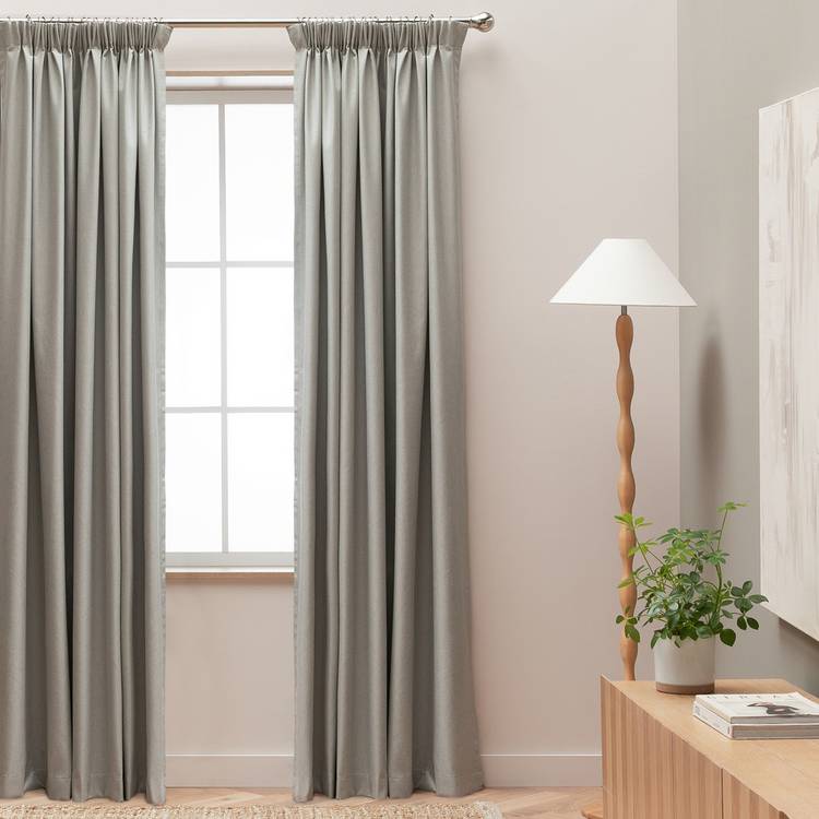 Habitat Blackout Pencil Pleat Curtain - Dove Grey-137x117cm 0