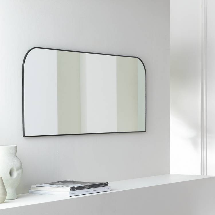 Habitat Black Round Edge Rectangular Wall Mirror - 40x100cm 0