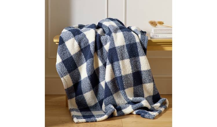 Argos Home Teddy Fleece Throw - Navy - 125x150cm